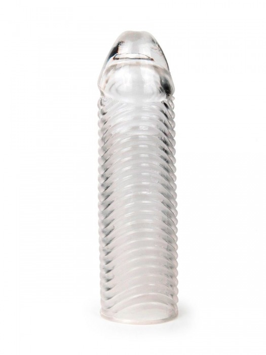 Прозрачная закрытая насадка на пенис с ребрышками - 16 см. - Sex Expert - в Барнауле купить с доставкой