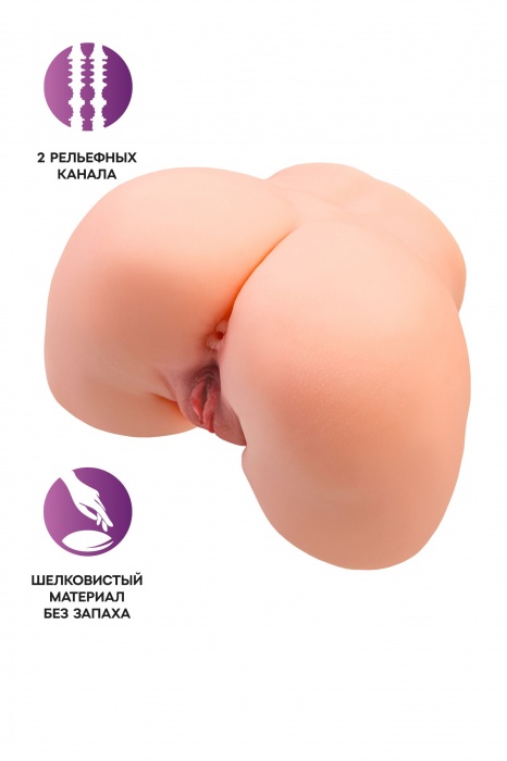 Телесный мастурбатор в форме попки с 2 любовными входами - No Name - в Барнауле купить с доставкой