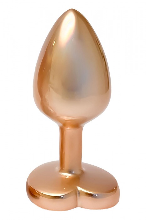 Золотистая анальная пробка с прозрачным кристаллом-сердцем Pearl Gold Plug Small - Dream Toys