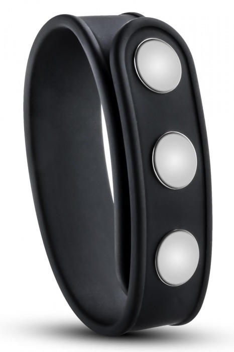 Черное эрекционное кольцо на кнопках - Blush Novelties - в Барнауле купить с доставкой