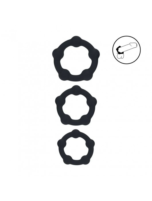 Набор из 3 эрекционных колец Beaded Silicone Cockring Set - Shots Media BV - в Барнауле купить с доставкой