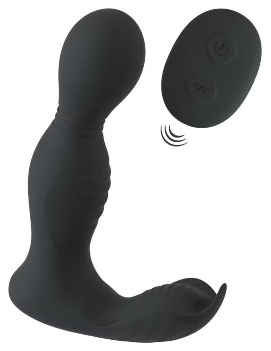 Черная анальная пробка с вибрацией, вращением и пультом ДУ RC Butt Plug with 2 Functions - Orion - в Барнауле купить с доставкой