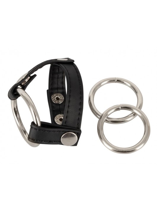 Подхват для мошонки с 3 съемными эрекционными кольцами Leder-Riemen - Orion - в Барнауле купить с доставкой