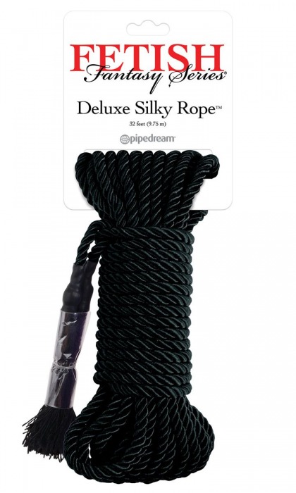 Черная веревка для фиксации Deluxe Silky Rope - 9,75 м. - Pipedream - купить с доставкой в Барнауле