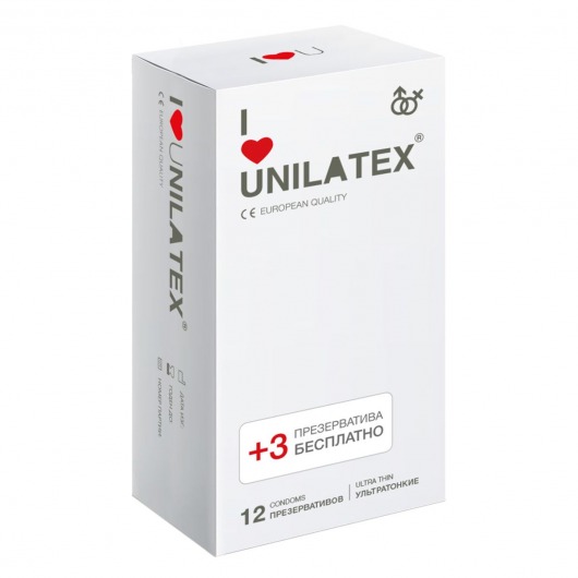 Ультратонкие презервативы Unilatex Ultra Thin - 12 шт. + 3 шт. в подарок - Unilatex - купить с доставкой в Барнауле