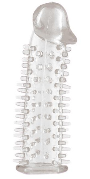 Прозрачная насадка на половой член с закрытой головкой и шипами - 12,5 см. - Toyfa Basic - в Барнауле купить с доставкой