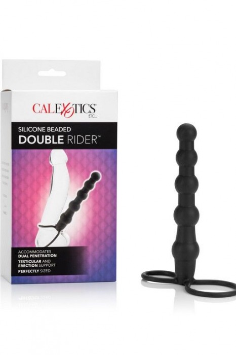 Насадка на пенис для двойного проникновения Silicone Beaded Double Rider - 14 см. - California Exotic Novelties - в Барнауле купить с доставкой