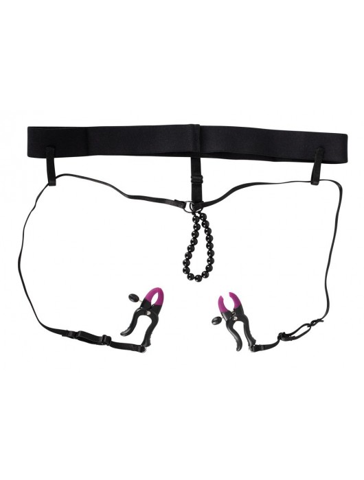 Трусики с зажимами для половых губ и бусинками для массажа промежности - Orion - купить с доставкой в Барнауле