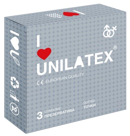 Презервативы с точками Unilatex Dotted - 3 шт. - Unilatex - купить с доставкой в Барнауле