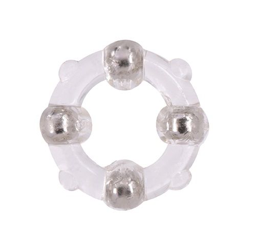 Эрекционное кольцо с 4 бусинами MENZSTUFF STUD RING CLEAR - Dream Toys - в Барнауле купить с доставкой