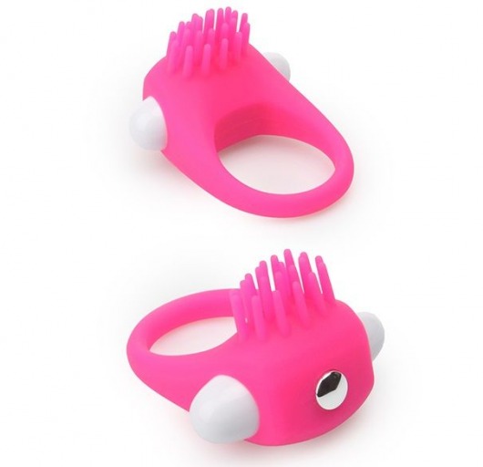 Розовое эрекционное кольцо с щеточкой LIT-UP SILICONE STIMU RING 5 - Dream Toys - в Барнауле купить с доставкой