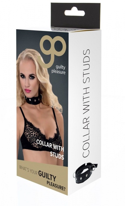 Полиуретановый ошейник с пуклями и D-кольцами Collar with Studs - Blush Novelties - купить с доставкой в Барнауле