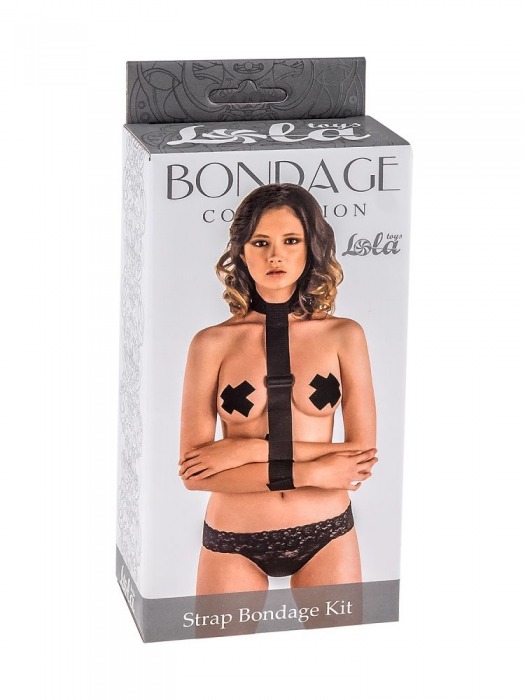 Ошейник с длинной лентой и наручниками Strap Bondage Kit Plus Size - Lola Games - купить с доставкой в Барнауле