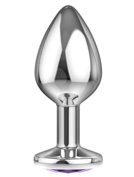Малая серебристая анальная пробка Diamond Purple Sparkle Small с фиолетовым кристаллом - 7 см. - Lola Games - купить с доставкой в Барнауле