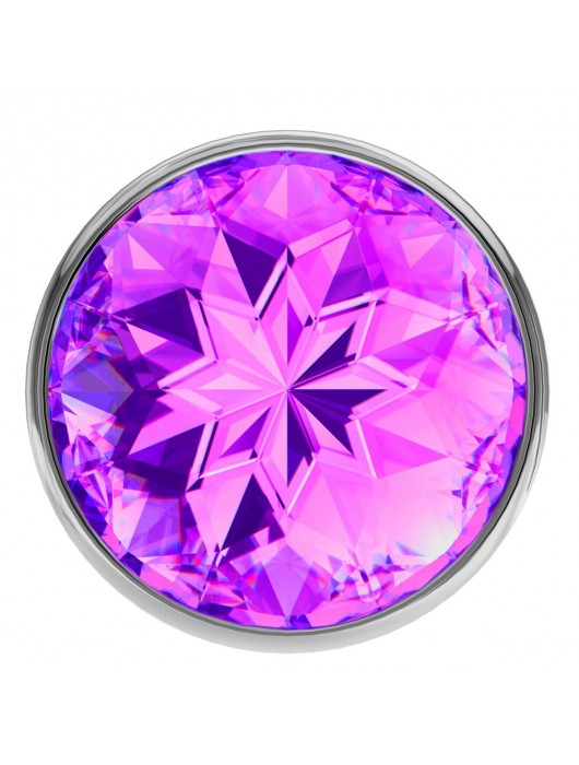 Малая серебристая анальная пробка Diamond Purple Sparkle Small с фиолетовым кристаллом - 7 см. - Lola Games - купить с доставкой в Барнауле