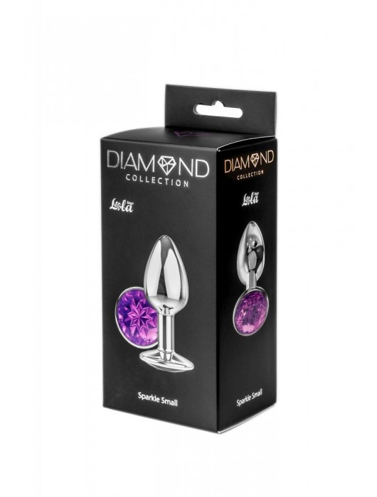 Малая серебристая анальная пробка Diamond Purple Sparkle Small с фиолетовым кристаллом - 7 см. - Lola Games - купить с доставкой в Барнауле