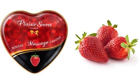 Массажная свеча с ароматом клубники Bougie Massage Candle - 35 мл. - Plaisir Secret - купить с доставкой в Барнауле