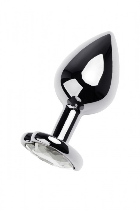 Серебристая анальная пробка с прозрачным кристаллом-сердцем - 8 см. - ToyFa - купить с доставкой в Барнауле