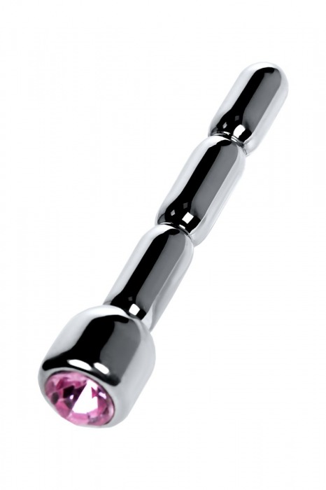 Серебристый уретральный плаг со стразом - 7 см. - ToyFa - купить с доставкой в Барнауле