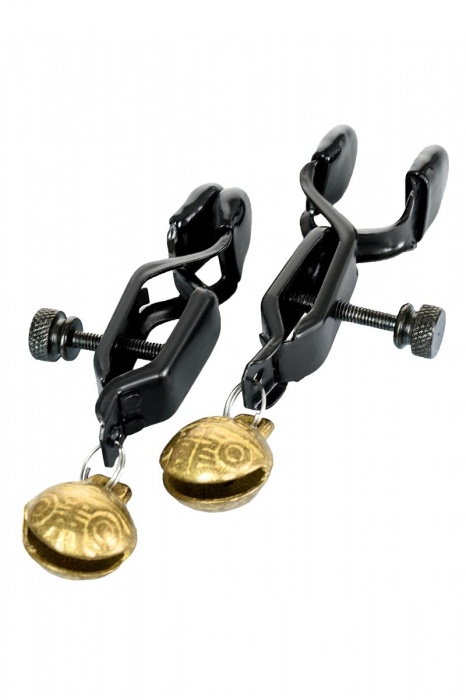 Черно-золотистые зажимы для сосков TOYFA Theatre - ToyFa - купить с доставкой в Барнауле
