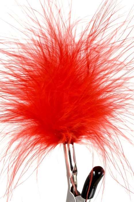 Зажимы для сосков с красным пухом Theatre - ToyFa - купить с доставкой в Барнауле